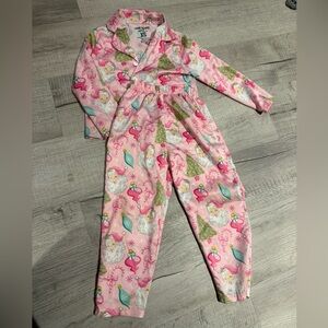 Jane Marie Girls Satin Pink Santa Christmas Pajamas Size XS (3/4)